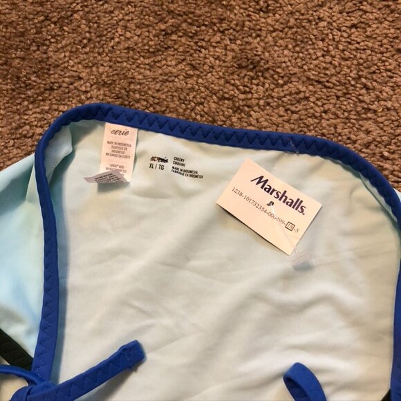 NEW NWT AERIE AMERICAN EAGLE Light Blue Cheeky Tie Side String Bikini Bottom XL - Picture 9 of 12